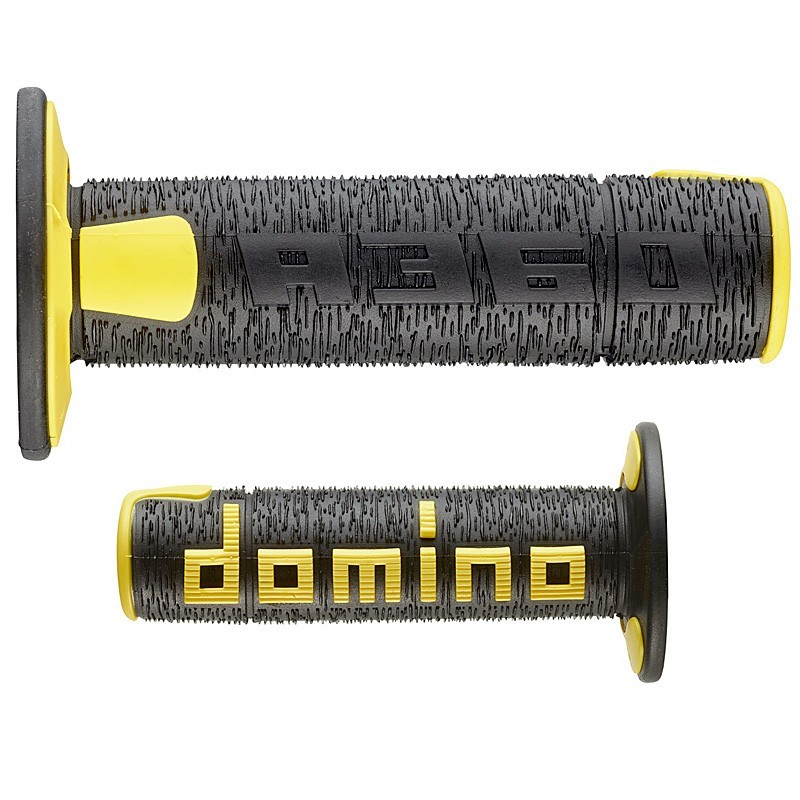 Puños Domino Off Road RPS Negro - Amarillo Abiertos D 22 mm L 120 mm